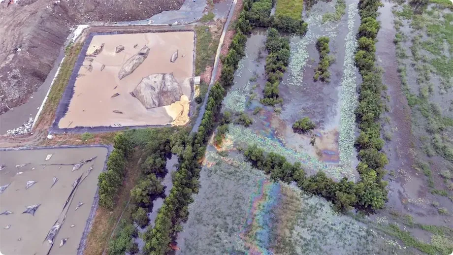 Prachin Buri Floodwater Tests Find High Petroleum Contamination Near Industrial Waste Landfill